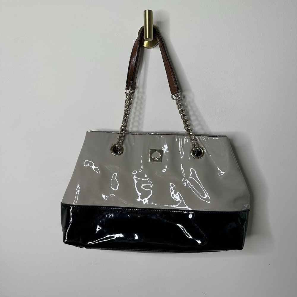 Kate Spade Colorblock Chain-Link Patent Leather Shoulder Bag